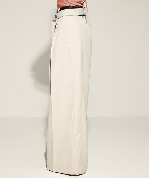 STUDIOUS(ステュディオス)の「【STUDIOUS/ステュディオス】Leather Belted Flare Trousers/レザーベルテッドフレアトラウザー(その他パンツ・レディース・ライトベージュ/ブラウン/ブラック・1/2)」の13枚目の写真