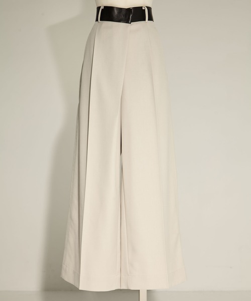 STUDIOUS/ステュディオス】Leather Belted Flare Trousers/レザー