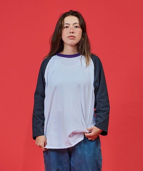 WALLA WALLA SPORT(ワラワラスポーツ)の「3/4 BASEBALL TEE 3-TONE / 3/4 ベースボールT 3トーン(Tシャツ/カットソー・メンズ・ネイビー/マスタード/グリーン/スミクロ・X-LARGE/XX-LARGE/XXX-LARGE/LARGE/MEDIUM/SMALL)」の2枚目の写真