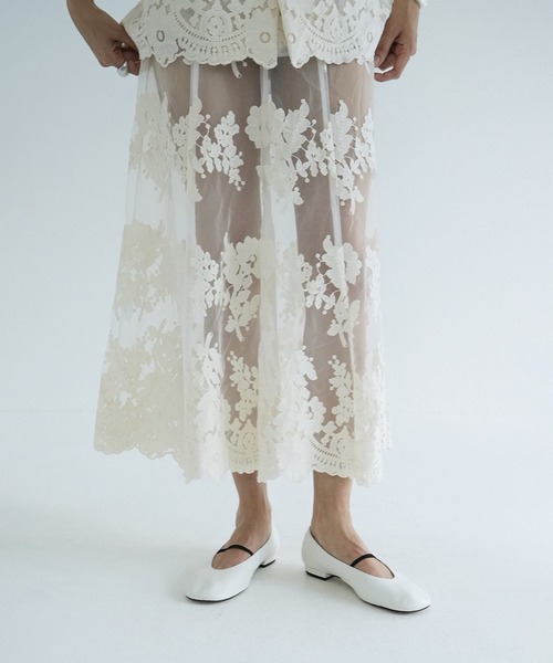 CLANE クラネ　シアーフラワーレーススカート セール】SHEER FLOWER LACE SKIRT（スカート）｜CLANE（クラネ）の