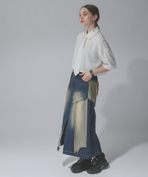 HARE（ハレ）の「サイコウチクデニムスカート(HARE)（デニムスカート・レディース・ブルー/ブラック・FREE）」の8枚目の写真