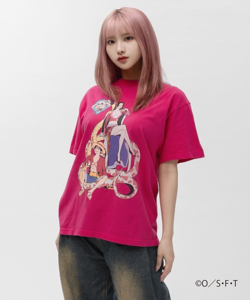 ZOZO（ゾゾ）の「ONE PIECE × ZOZOTOWN　T-SHIRTS　ルフィ＆ハンコック（Tシャツ/カットソー・メンズ・ピンク/スミクロ・L/XL/M）」の6枚目の写真