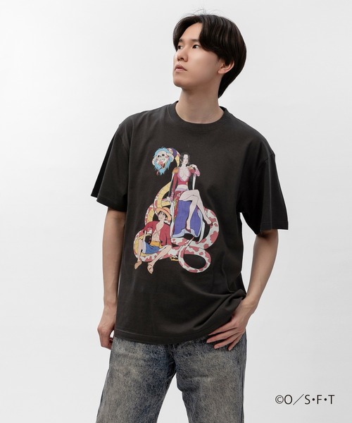 ZOZO（ゾゾ）の「ONE PIECE × ZOZOTOWN　T-SHIRTS　ルフィ＆ハンコック（Tシャツ/カットソー・メンズ・ピンク/スミクロ・L/XL/M）」の7枚目の写真