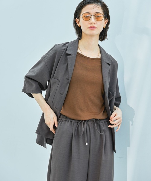 LAKOLE(ラコレ)の「【セットアップ対応/多機能ウェア】サップVTG開襟シャツ / 452732(シャツ/ブラウス・レディース・スミクロ/チャコールグレー/ライトベージュ・FREE)」の11枚目の写真