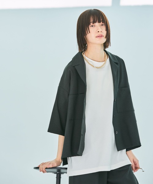 LAKOLE(ラコレ)の「【セットアップ対応/多機能ウェア】サップVTG開襟シャツ / 452732(シャツ/ブラウス・レディース・スミクロ/チャコールグレー/ライトベージュ・FREE)」の9枚目の写真