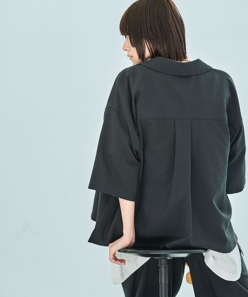 LAKOLE(ラコレ)の「【セットアップ対応/多機能ウェア】サップVTG開襟シャツ / 452732(シャツ/ブラウス・レディース・スミクロ/チャコールグレー/ライトベージュ・FREE)」の10枚目の写真