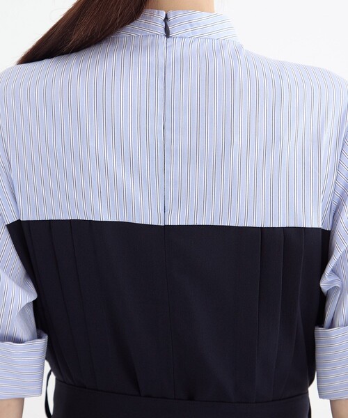 ★UNITED TOKYO メッシュレイヤードシャツワンピース インディゴブルー UNITED TOKYO（ユナイテッドトウキョウ）の「トラバスメッシュ