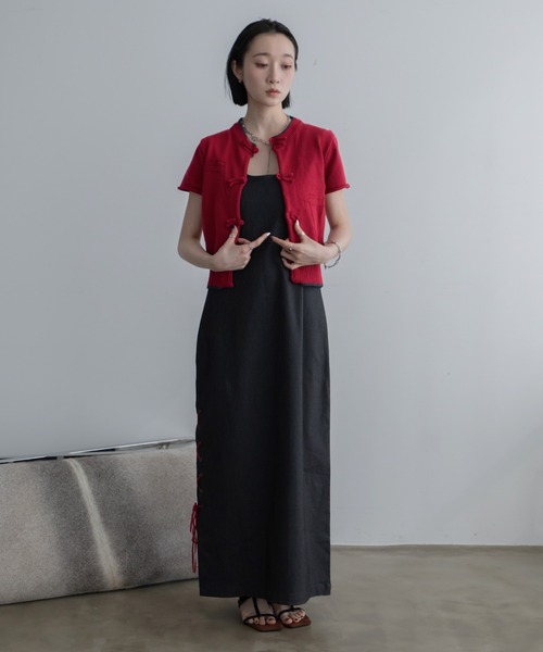 VACANCY（ヴァカンシー）の「レースアップ2wayチャイナワンピース（ワンピース・レディース・ブラック/レッド・LARGE/MEDIUM）」の16枚目の写真