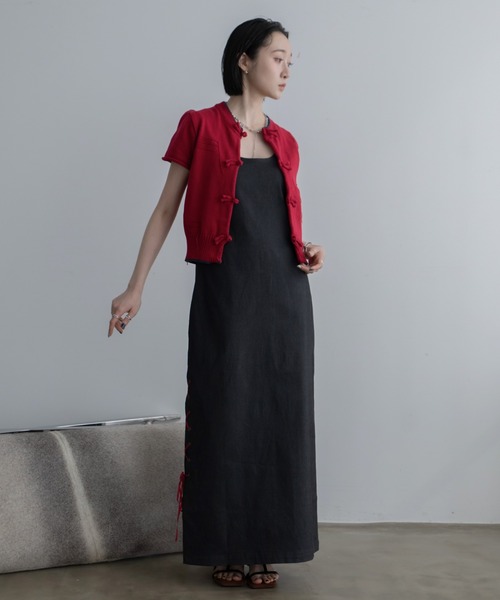VACANCY（ヴァカンシー）の「レースアップ2wayチャイナワンピース（ワンピース・レディース・ブラック/レッド・LARGE/MEDIUM）」の17枚目の写真