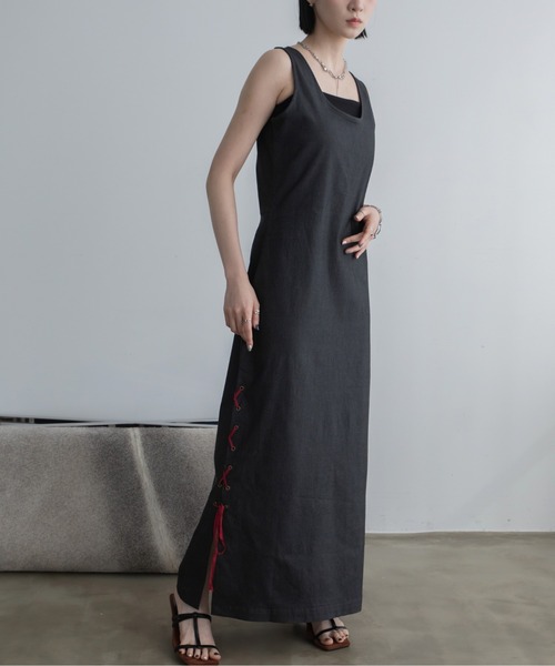 VACANCY（ヴァカンシー）の「レースアップ2wayチャイナワンピース（ワンピース・レディース・ブラック/レッド・LARGE/MEDIUM）」の22枚目の写真