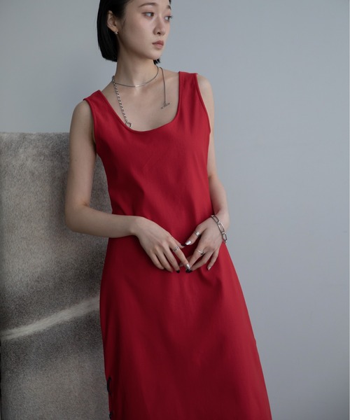 VACANCY（ヴァカンシー）の「レースアップ2wayチャイナワンピース（ワンピース・レディース・ブラック/レッド・LARGE/MEDIUM）」の15枚目の写真