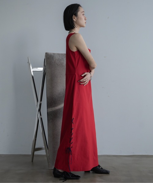 VACANCY（ヴァカンシー）の「レースアップ2wayチャイナワンピース（ワンピース・レディース・ブラック/レッド・LARGE/MEDIUM）」の20枚目の写真