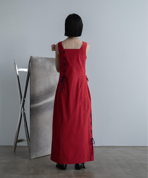 VACANCY（ヴァカンシー）の「レースアップ2wayチャイナワンピース（ワンピース・レディース・ブラック/レッド・LARGE/MEDIUM）」の14枚目の写真