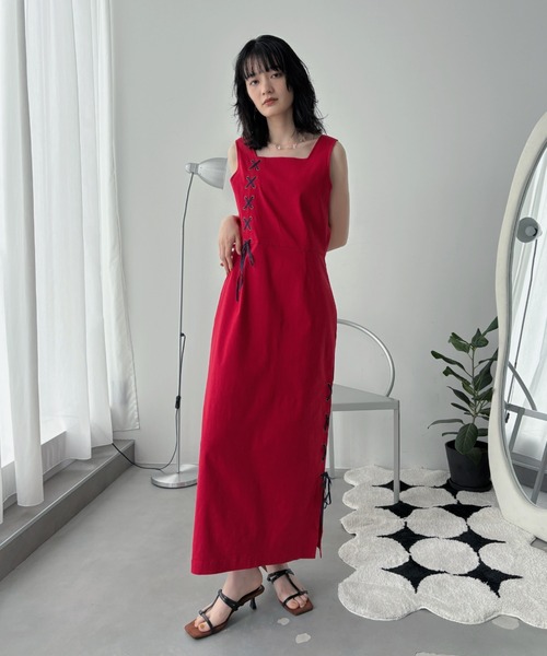 レースアップ2wayチャイナワンピース（ワンピース）｜VACANCY