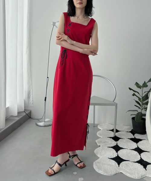 レースアップ2wayチャイナワンピース（ワンピース）｜VACANCY