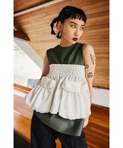 新品 OMMO テントラインボリュームスリーブニット OMMO ONLINE STORE / TENT LINE KNIT OP