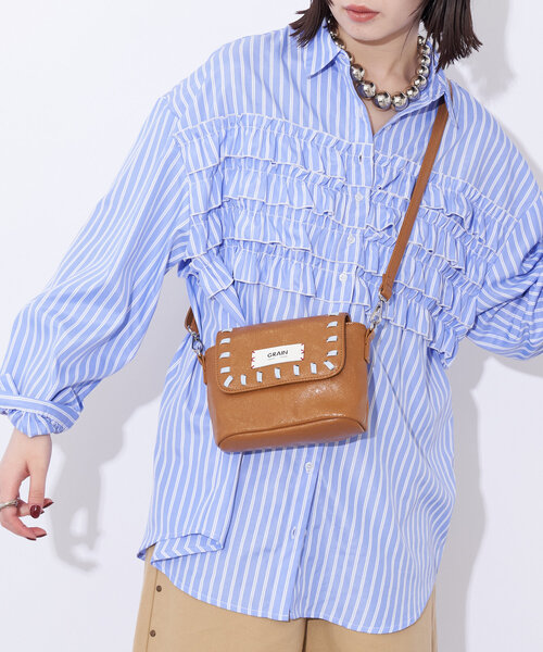 GRAIN(グレイン)の「【GRAIN/グレイン】ヴィンテージステッチミニショルダーバッグ(ショルダーバッグ・レディース・ブラウン/ネイビー/レッド/ブラック/ピンク/ホワイト/カーキ・FREE)」の12枚目の写真