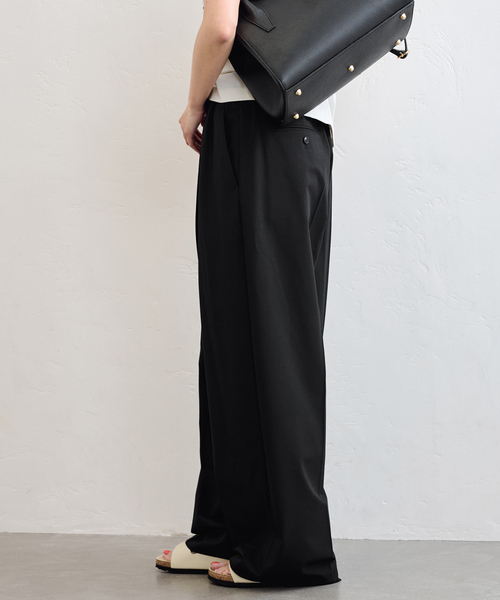 U by SPICK&SPAN(ユーバイスピックアンドスパン)の「《追加》2WAYトロタックイージーワイド(スラックス・レディース・チャコールグレー/ブラック・38/36)」の4枚目の写真