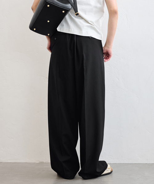 U by SPICK&SPAN(ユーバイスピックアンドスパン)の「《追加》2WAYトロタックイージーワイド(スラックス・レディース・チャコールグレー/ブラック・38/36)」の5枚目の写真