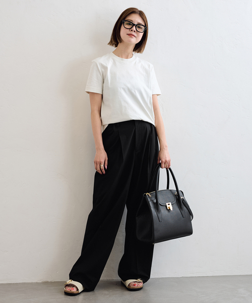 U by SPICK&SPAN(ユーバイスピックアンドスパン)の「《追加》2WAYトロタックイージーワイド(スラックス・レディース・チャコールグレー/ブラック・38/36)」の6枚目の写真