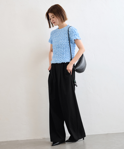 U by SPICK&SPAN(ユーバイスピックアンドスパン)の「《追加》2WAYトロタックイージーワイド(スラックス・レディース・チャコールグレー/ブラック・38/36)」の15枚目の写真