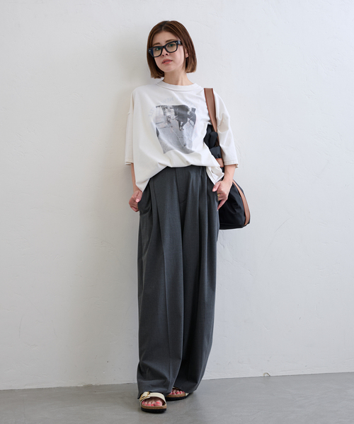 U by SPICK&SPAN(ユーバイスピックアンドスパン)の「《追加》2WAYトロタックイージーワイド(スラックス・レディース・チャコールグレー/ブラック・38/36)」の16枚目の写真