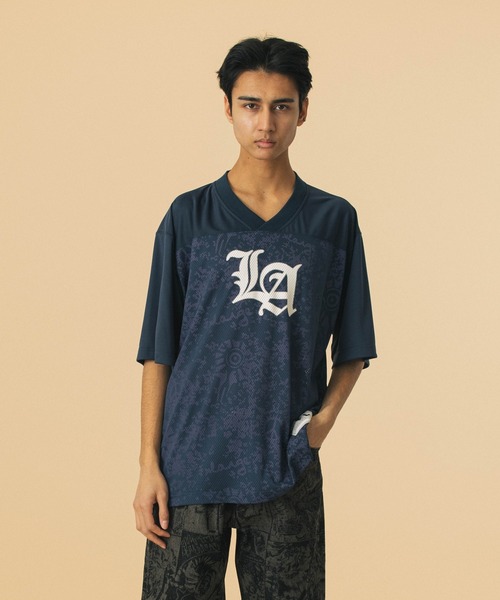 [X-LARGE]* Game Shirt * Old English ゲームシャツ OLD ENGLISH FOOTBALL JERSEY（Tシャツ/カットソー）｜XLARGE