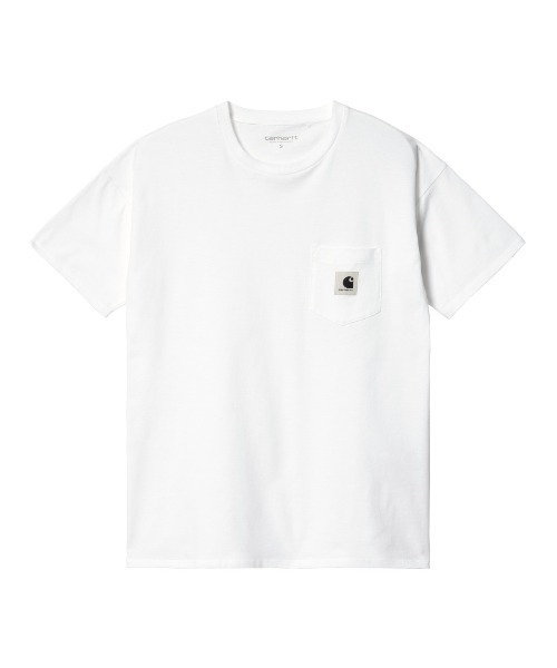 Carhartt WIP(カーハートダブリューアイピー)の「Carhartt WIP W' S/S POCKET T-SHIRT(カーハートワークインプログレス ウィメンズ ショートスリーブ ポケット Tシャツ)(Tシャツ/カットソー・レディース・ホワイト/グリーン系/ブラック・X-SMALL/SMALL/MEDIUM)」の4枚目の写真
