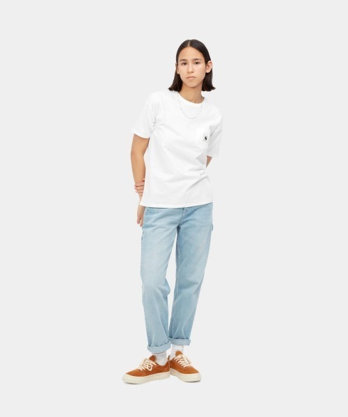 Carhartt WIP(カーハートダブリューアイピー)の「Carhartt WIP W' S/S POCKET T-SHIRT(カーハートワークインプログレス ウィメンズ ショートスリーブ ポケット Tシャツ)(Tシャツ/カットソー・レディース・ホワイト/グリーン系/ブラック・X-SMALL/SMALL/MEDIUM)」の7枚目の写真