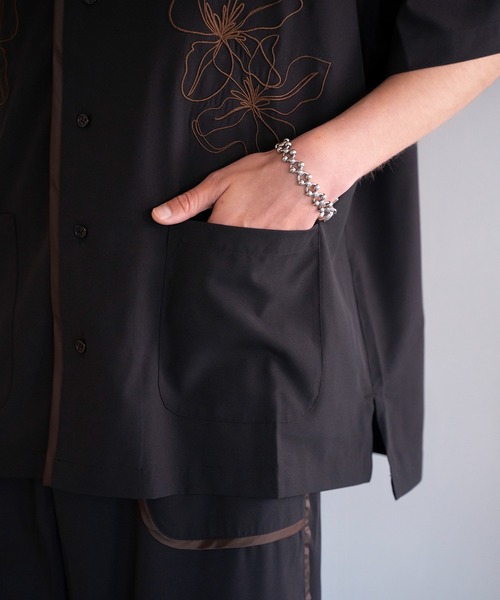値下げ★新品未使用★ Allege(アレッジ)刺繍開襟シャツ Starting Over シャツ argyle embroidery open collar shirt