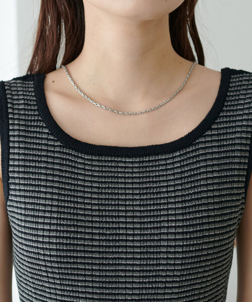 DISCOAT（ディスコート）の「【WEB限定】マルチボーダーニットタンク《前後2WAY》（タンクトップ・レディース・ベージュ/グリーン/ブラック・MEDIUM）」の12枚目の写真