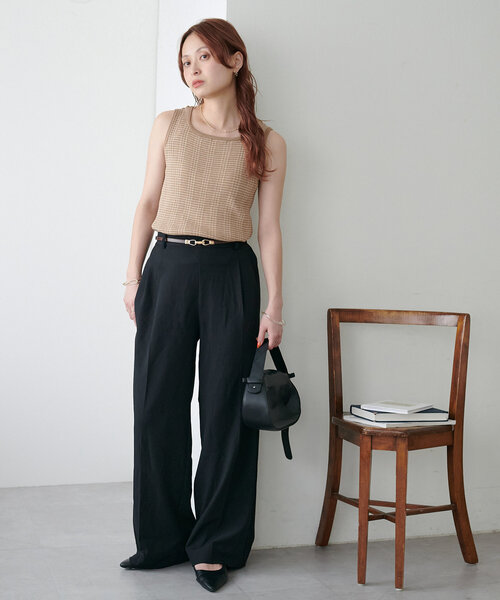 DISCOAT（ディスコート）の「【WEB限定】マルチボーダーニットタンク《前後2WAY》（タンクトップ・レディース・ベージュ/グリーン/ブラック・MEDIUM）」の19枚目の写真