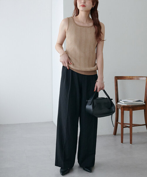 DISCOAT（ディスコート）の「【WEB限定】マルチボーダーニットタンク《前後2WAY》（タンクトップ・レディース・ベージュ/グリーン/ブラック・MEDIUM）」の21枚目の写真