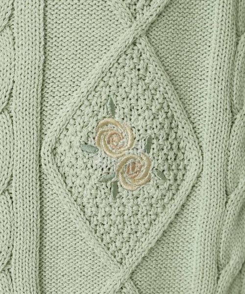 【洗える】リトルローズ 刺繍 サマーニット カーディガン セール】リトルローズ刺繍サマーニットカーディガン【お揃いの