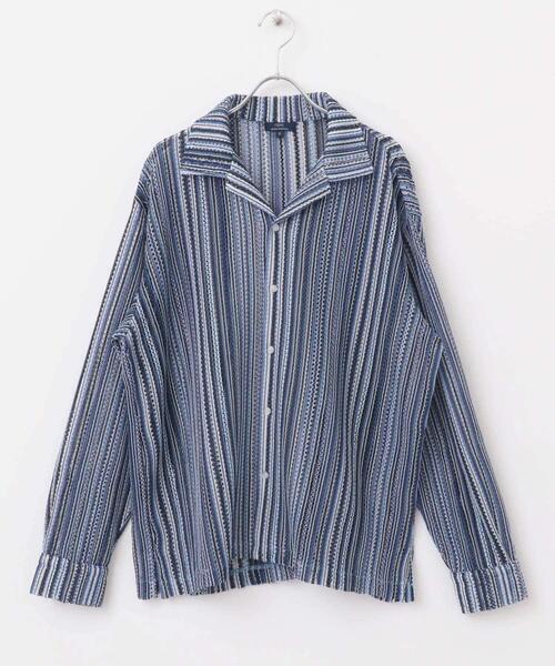 ITEMS URBANRESEARCH（アイテムズ アーバンリサーチ）の「マルチストライプレースオープンカラーシャツ（シャツ/ブラウス・メンズ・オレンジ・LARGE/MEDIUM）」の5枚目の写真