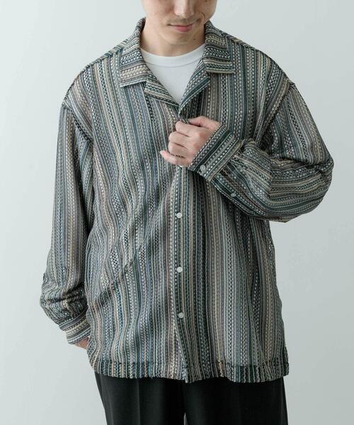 ITEMS URBANRESEARCH（アイテムズ アーバンリサーチ）の「マルチストライプレースオープンカラーシャツ（シャツ/ブラウス・メンズ・オレンジ・LARGE/MEDIUM）」の9枚目の写真
