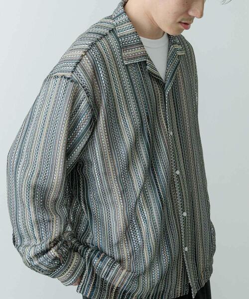 ITEMS URBANRESEARCH（アイテムズ アーバンリサーチ）の「マルチストライプレースオープンカラーシャツ（シャツ/ブラウス・メンズ・オレンジ・LARGE/MEDIUM）」の10枚目の写真