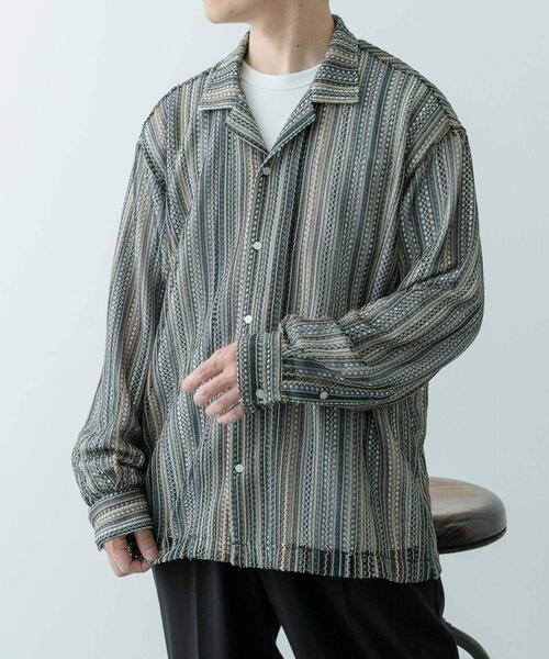 ITEMS URBANRESEARCH（アイテムズ アーバンリサーチ）の「マルチストライプレースオープンカラーシャツ（シャツ/ブラウス・メンズ・オレンジ・LARGE/MEDIUM）」の11枚目の写真