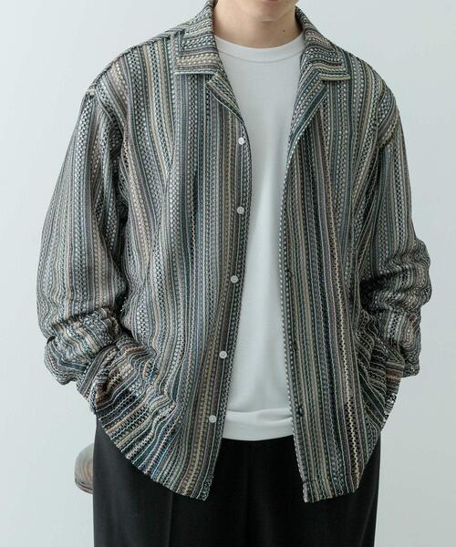 ITEMS URBANRESEARCH（アイテムズ アーバンリサーチ）の「マルチストライプレースオープンカラーシャツ（シャツ/ブラウス・メンズ・オレンジ・LARGE/MEDIUM）」の12枚目の写真