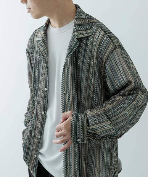 ITEMS URBANRESEARCH（アイテムズ アーバンリサーチ）の「マルチストライプレースオープンカラーシャツ（シャツ/ブラウス・メンズ・オレンジ・LARGE/MEDIUM）」の13枚目の写真
