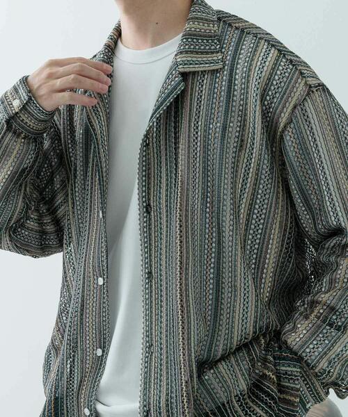 ITEMS URBANRESEARCH（アイテムズ アーバンリサーチ）の「マルチストライプレースオープンカラーシャツ（シャツ/ブラウス・メンズ・オレンジ・LARGE/MEDIUM）」の14枚目の写真