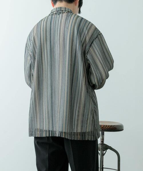 ITEMS URBANRESEARCH（アイテムズ アーバンリサーチ）の「マルチストライプレースオープンカラーシャツ（シャツ/ブラウス・メンズ・オレンジ・LARGE/MEDIUM）」の15枚目の写真
