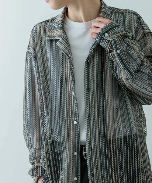 ITEMS URBANRESEARCH（アイテムズ アーバンリサーチ）の「マルチストライプレースオープンカラーシャツ（シャツ/ブラウス・メンズ・オレンジ・LARGE/MEDIUM）」の17枚目の写真