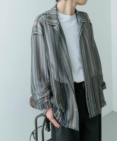 ITEMS URBANRESEARCH（アイテムズ アーバンリサーチ）の「マルチストライプレースオープンカラーシャツ（シャツ/ブラウス・メンズ・オレンジ・LARGE/MEDIUM）」の18枚目の写真
