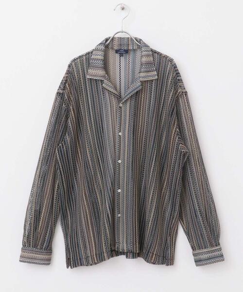 ITEMS URBANRESEARCH（アイテムズ アーバンリサーチ）の「マルチストライプレースオープンカラーシャツ（シャツ/ブラウス・メンズ・オレンジ・LARGE/MEDIUM）」の20枚目の写真