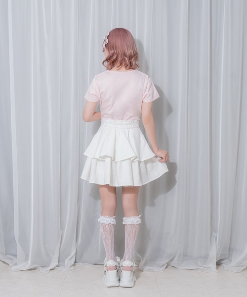 Honey Cinnamon（ハニーシナモン）の「リボンレース2段フレアスカート（スカート・レディース・ホワイト/ブラック・FREE）」の5枚目の写真