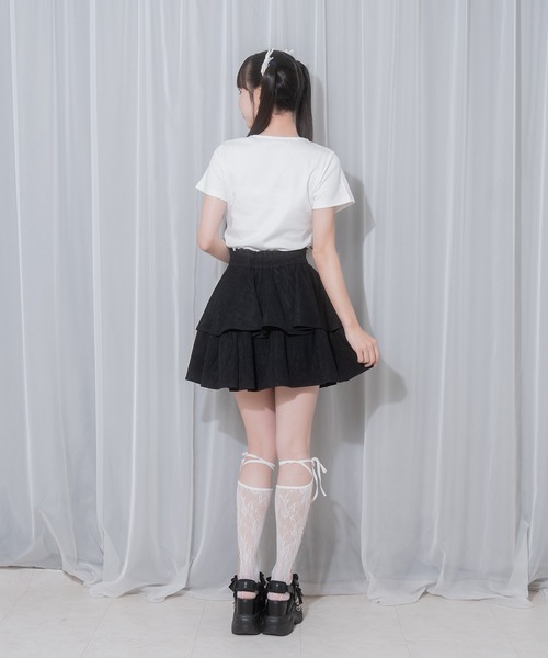 Honey Cinnamon（ハニーシナモン）の「リボンレース2段フレアスカート（スカート・レディース・ホワイト/ブラック・FREE）」の11枚目の写真