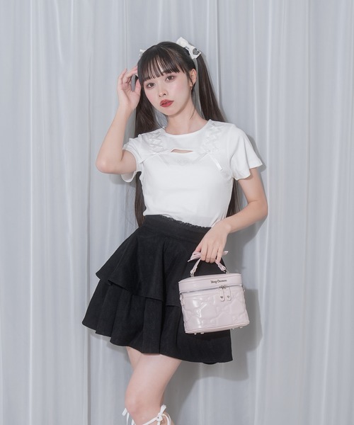 Honey Cinnamon（ハニーシナモン）の「リボンレース2段フレアスカート（スカート・レディース・ホワイト/ブラック・FREE）」の13枚目の写真