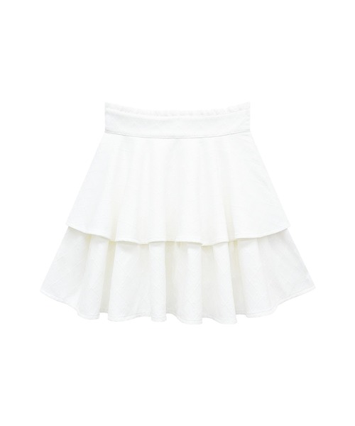 Honey Cinnamon（ハニーシナモン）の「リボンレース2段フレアスカート（スカート・レディース・ホワイト/ブラック・FREE）」の8枚目の写真