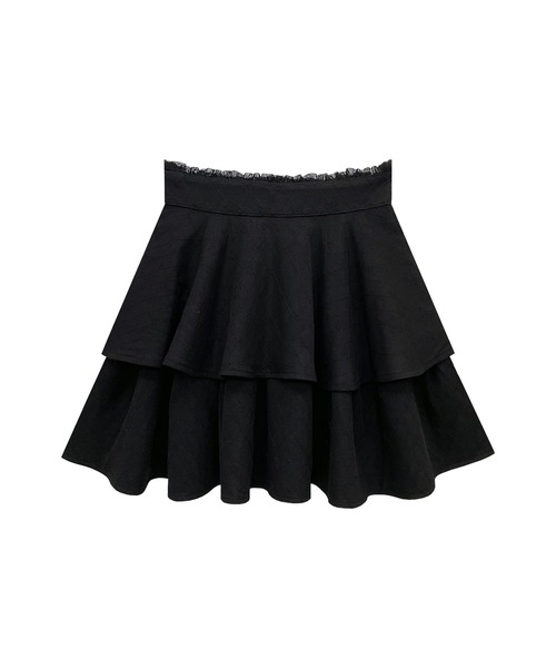 Honey Cinnamon（ハニーシナモン）の「リボンレース2段フレアスカート（スカート・レディース・ホワイト/ブラック・FREE）」の14枚目の写真